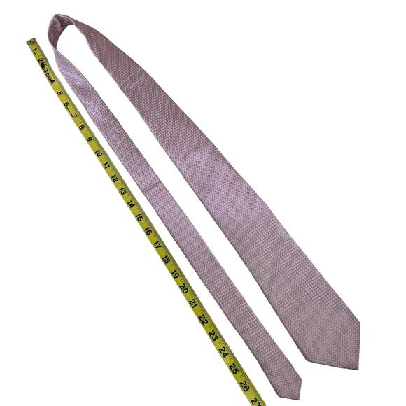 Kenneth Roberts Platinum Silk Necktie Pink Geometric Shimmer Modern Office Tie - Picture 9 of 9